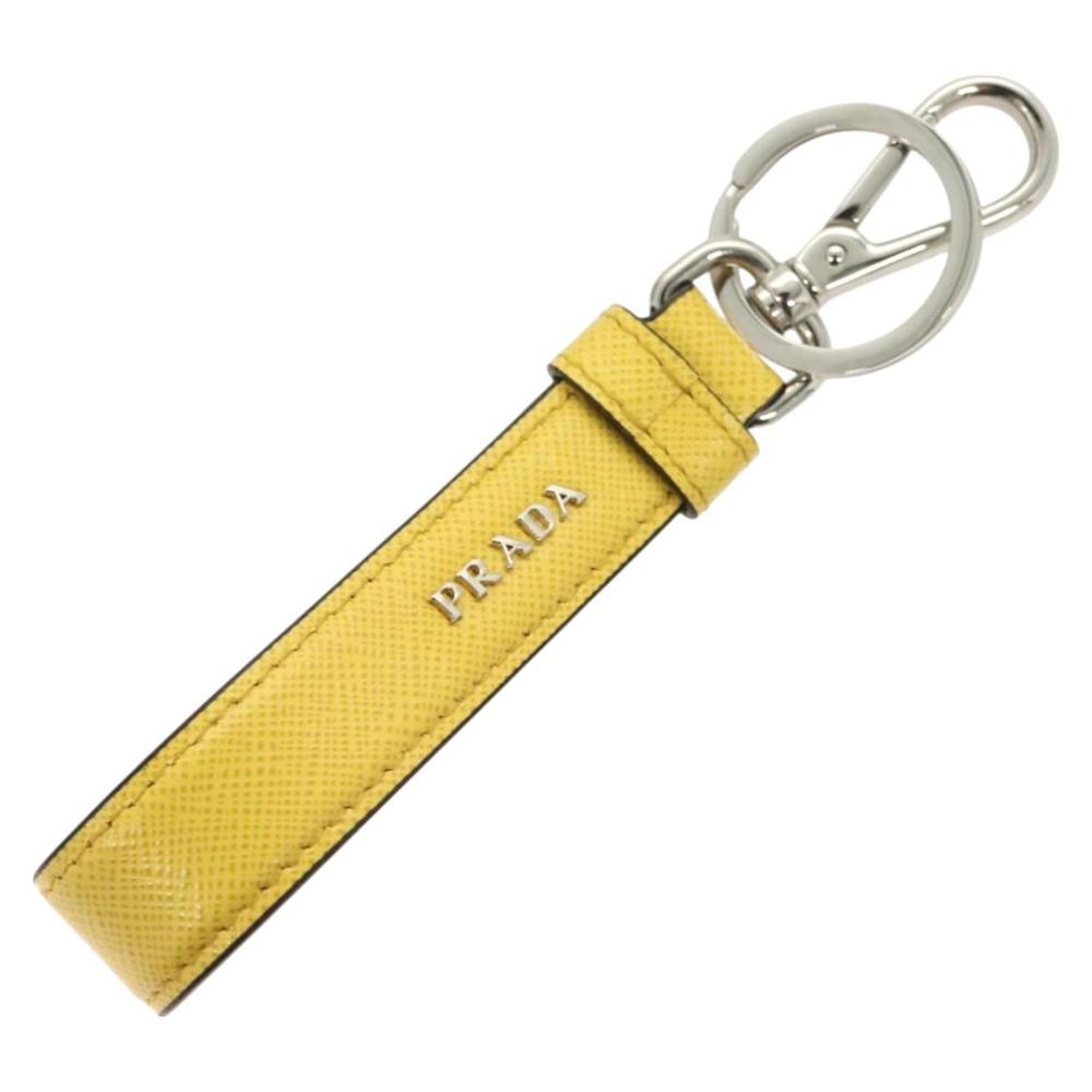 PRADA Key Holder Leather Yellow Auth 127891M - Picture 3 of 7